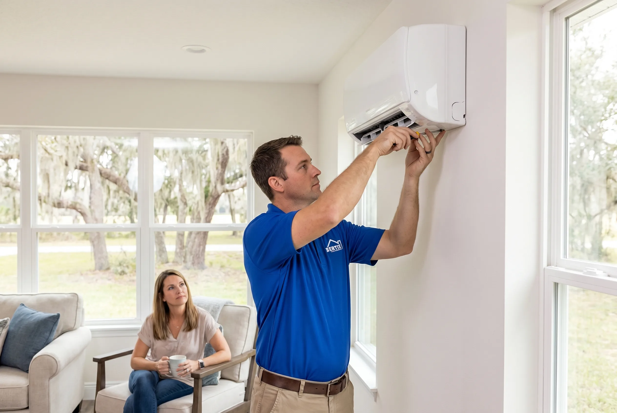 Smart inverter thermostat controlled by phone app in a Gainesville home